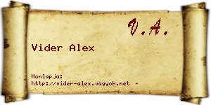 Vider Alex névjegykártya