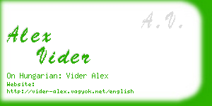 alex vider business card